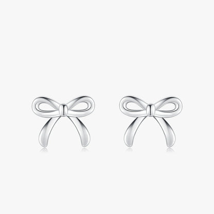 Sterling Silver Bowknot Stud Earrings