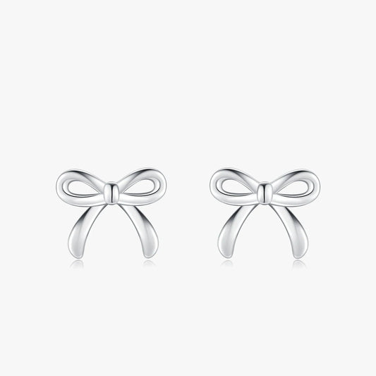 Sterling Silver Bowknot Stud Earrings