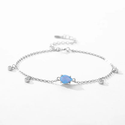 Sterling Silver Blue Opal Waterdrop Bracelet