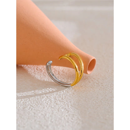 Adjustable Geometric Hollow Double Color Ring