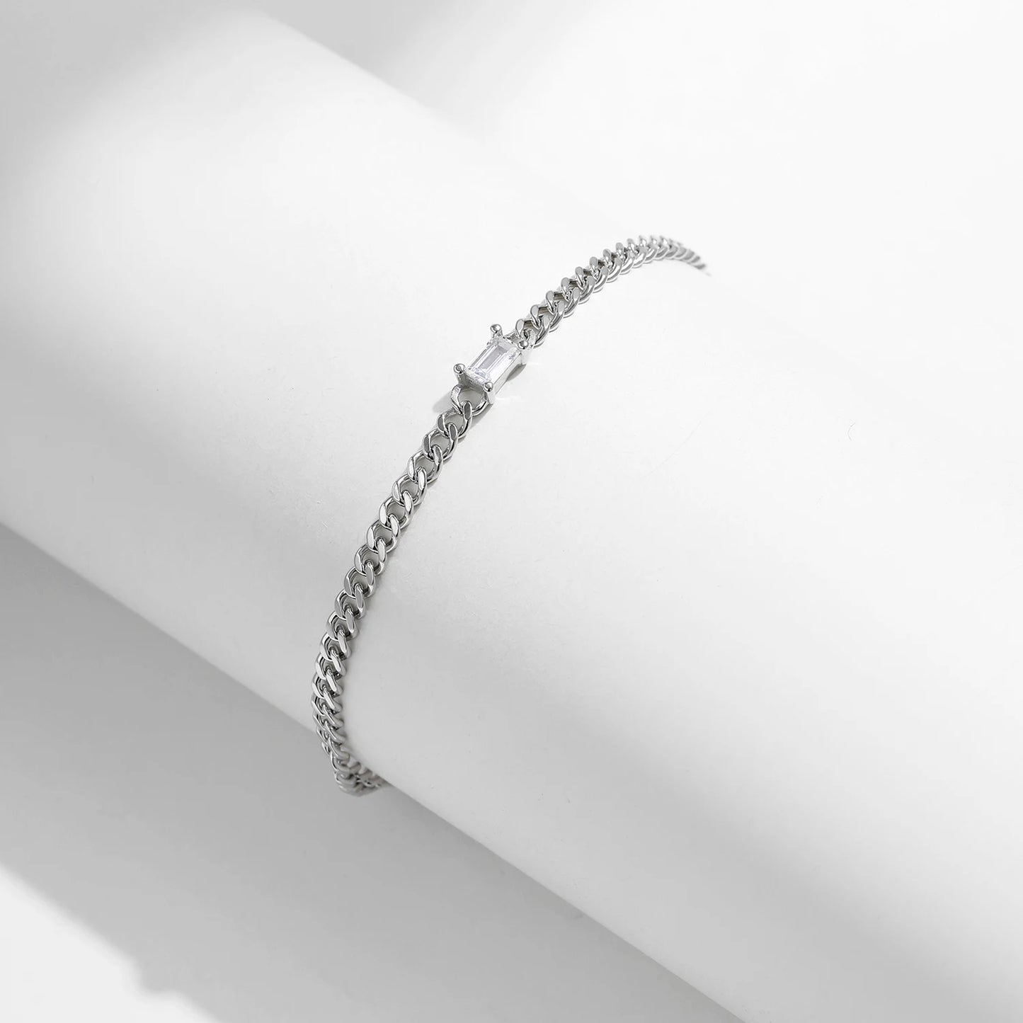 Sterling Silver Twisted Link Rectangle Bracelet