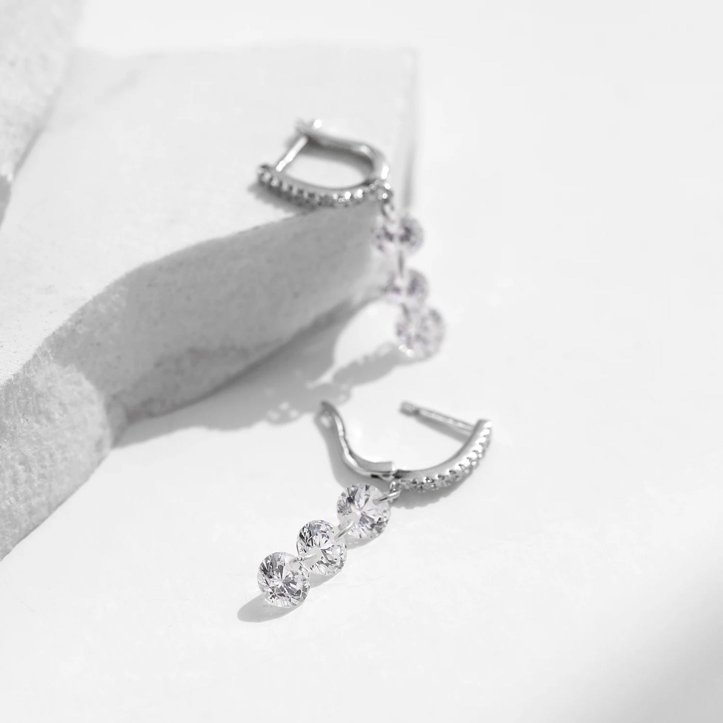 Sterling Silver Swing CZ Dangle Earrings