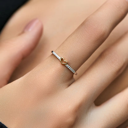 Romantic Heart Metallic Contrast Ring