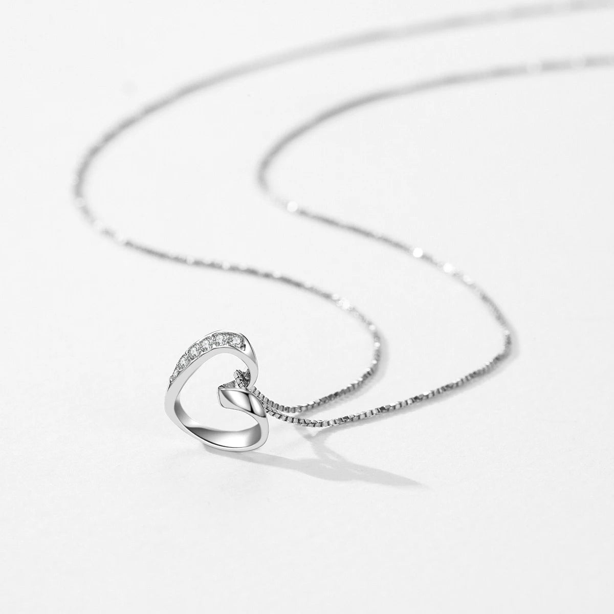 Sterling Silver Romantic Heart Pendant Necklace