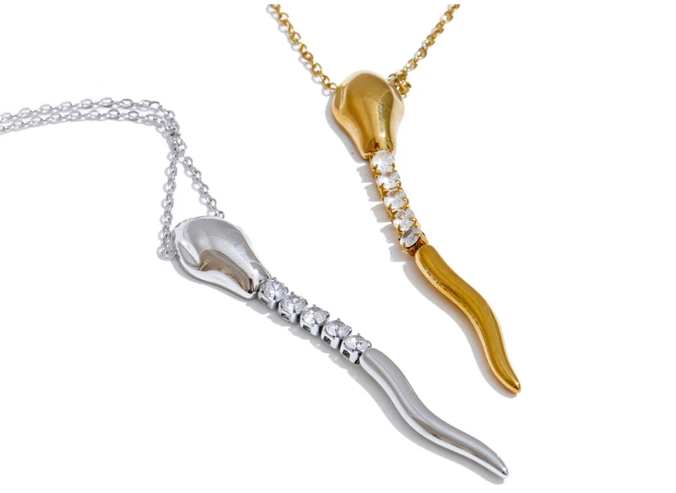 Women jewelry necklace with gold plated snake pendant