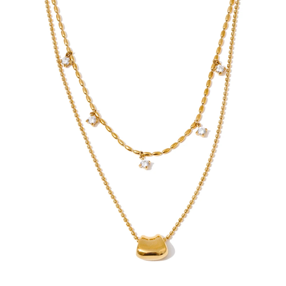 Necklace gold necklace style enhanced by zirconia drop charm