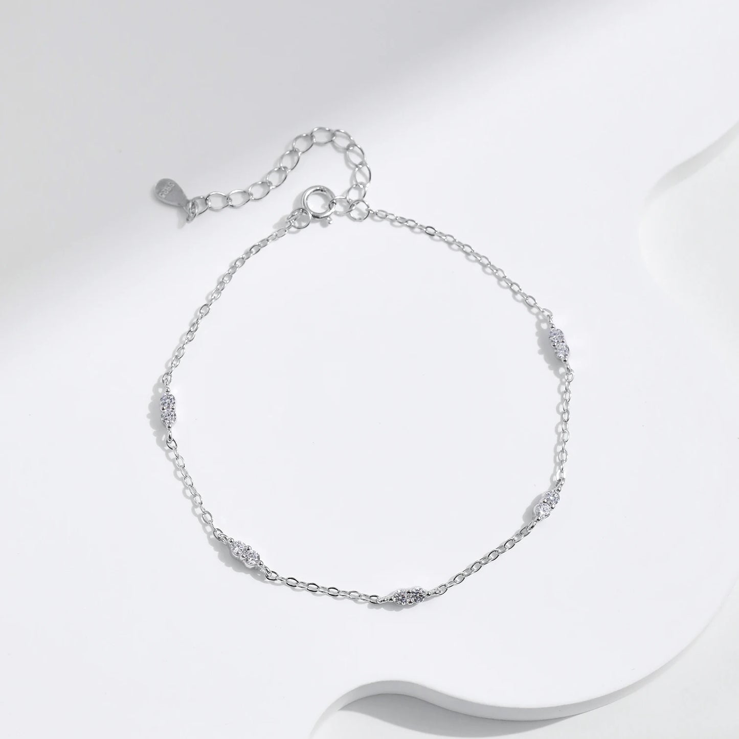 Sterling Silver Zircon Link Chain Bracelet