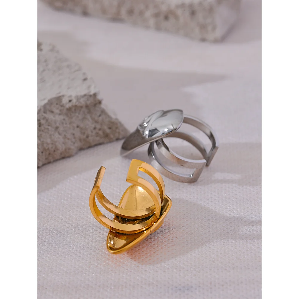 Eye Triangle Open Ring in Gold & Silver