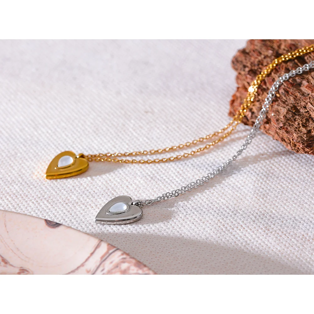 Tarnish-Free Heart Shell Pendant Necklace