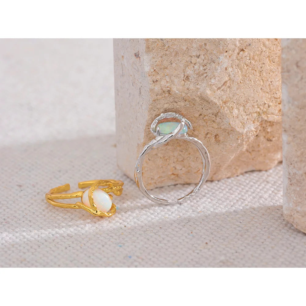 Natural Opal Stone Open Ring