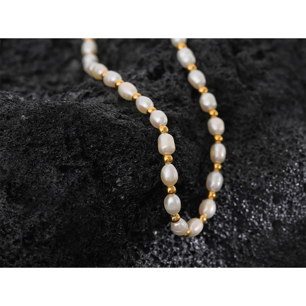 Handmade Freshwater Pearls Stainless Steel Necklace for Women