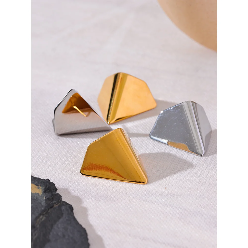 Glossy Stainless Steel Geometric Stud Earrings