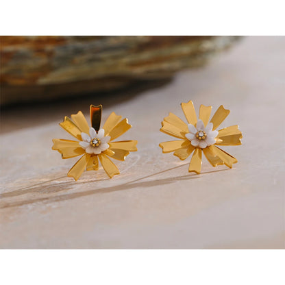 Stainless Steel Flower Stud Earrings