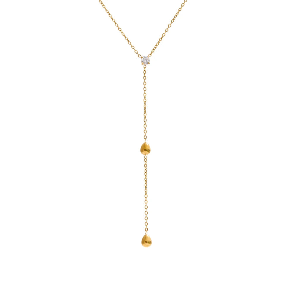 Yhpup Summer Stainless Steel Heart Love Y Chain Long Thin Sexy Necklace Tarnish Resistant Metal Popular Chic Jewelry 2025