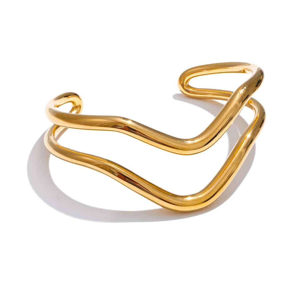 Waterproof jewelry cuff bracelet with gold plated glow in stainless steel jewelry