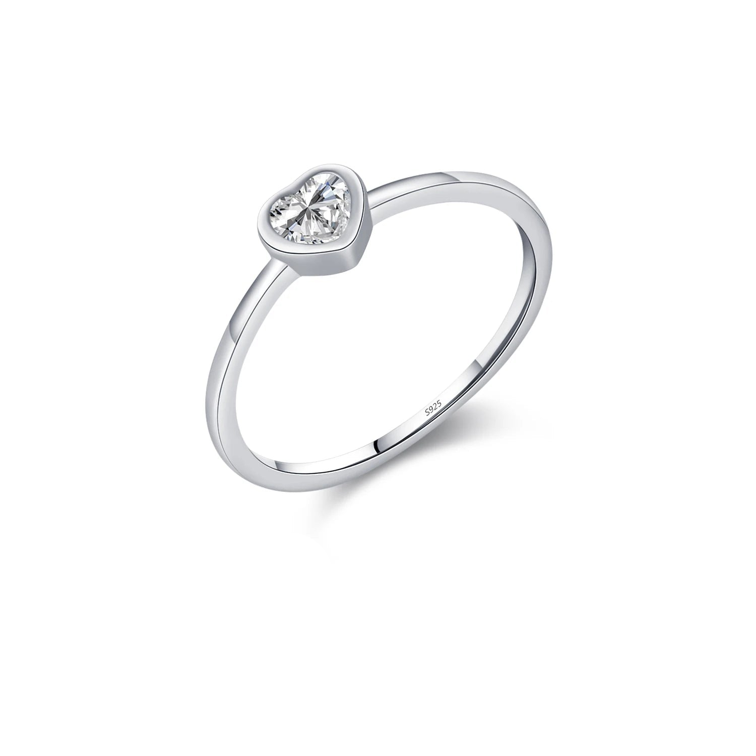 Heart moissanite diamond wedding ring in 925 sterling silver