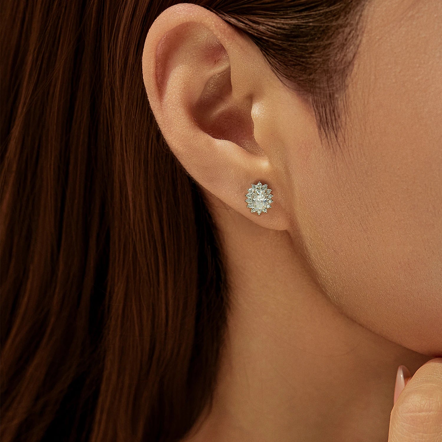 Sterling silver earrings with brilliant moissanite diamond sparkle