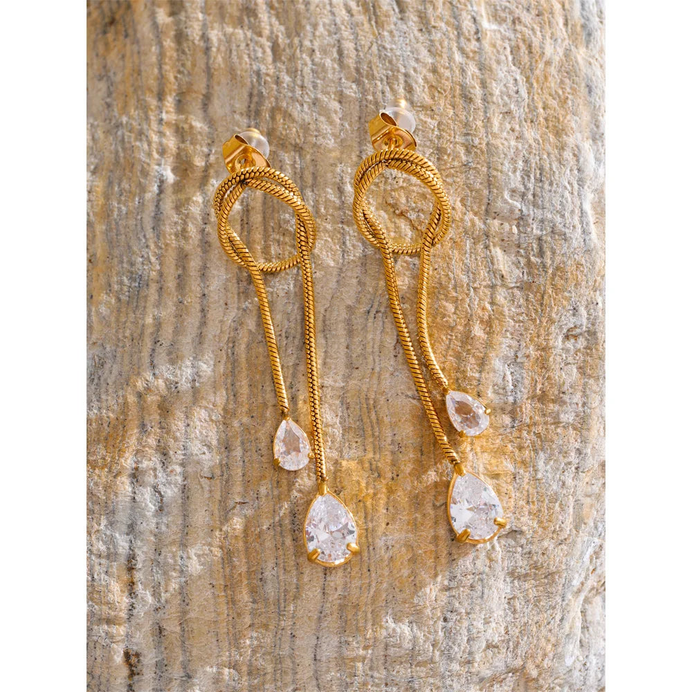 Elegant drop earrings with shimmering cubic zirconia accents