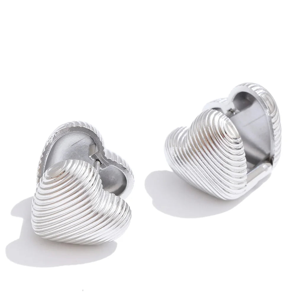 Lightweight hoop on hoop earrings with gold heart style