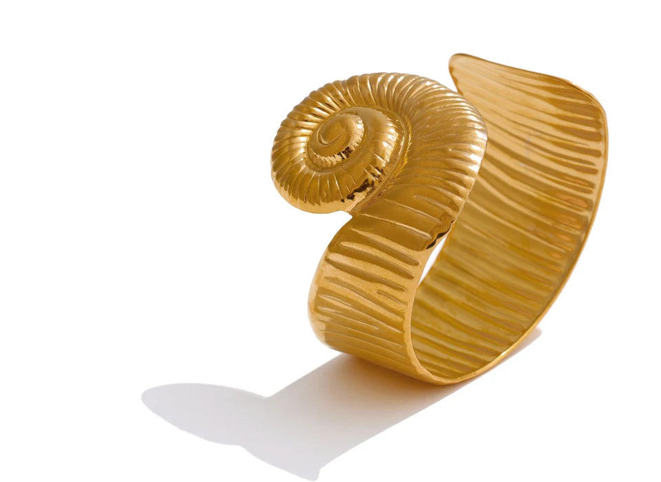 Side profile of gold plated bangle worn as a gold bracelet gold highlight