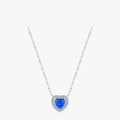 Sterling Silver Blue Opal Heart Necklace