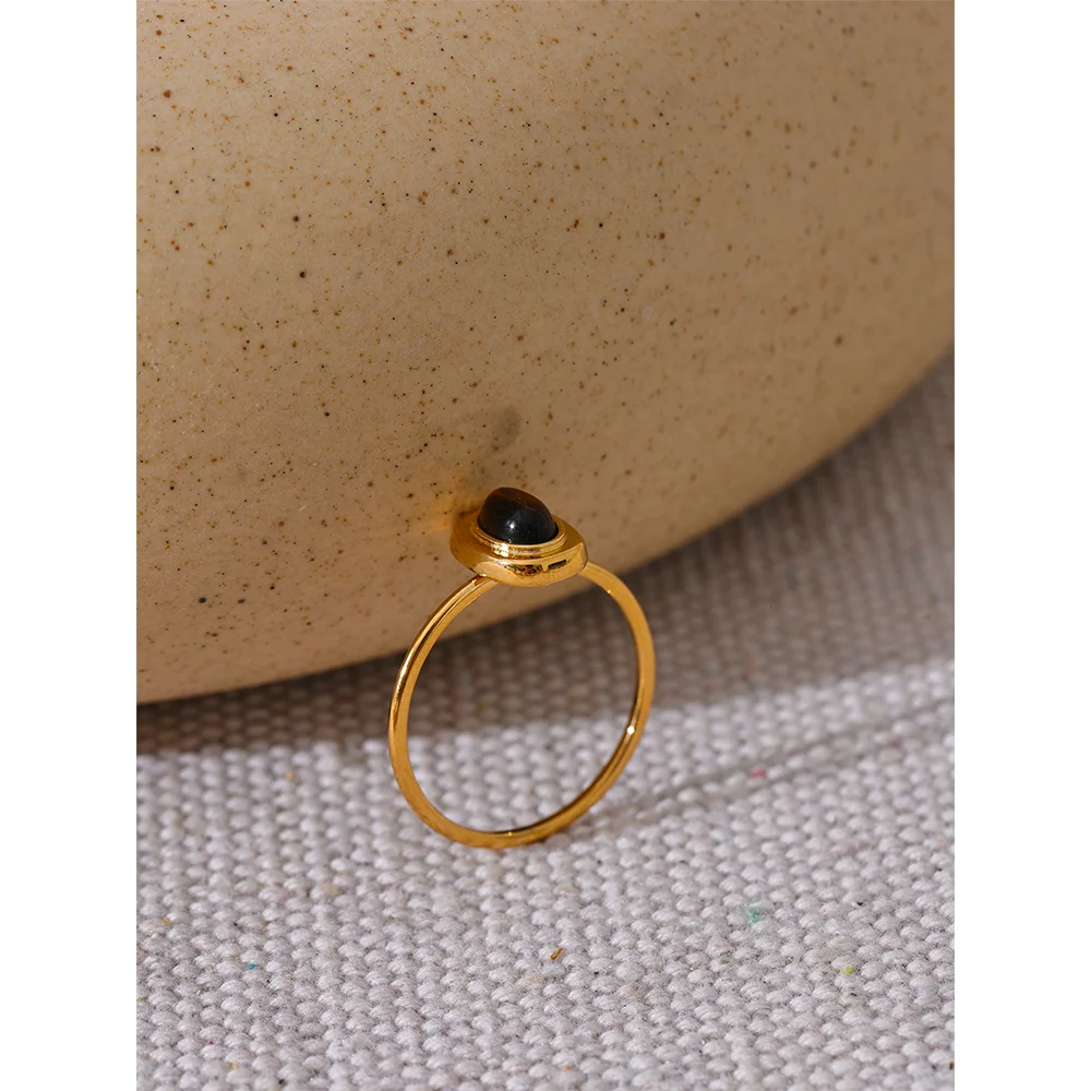 Chic Natural Stone Oval Ring