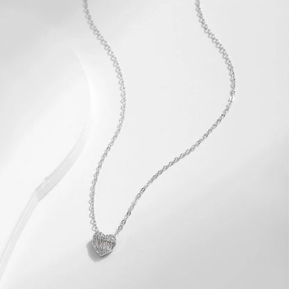 Sterling Silver Heart Pave Zirconia Necklace