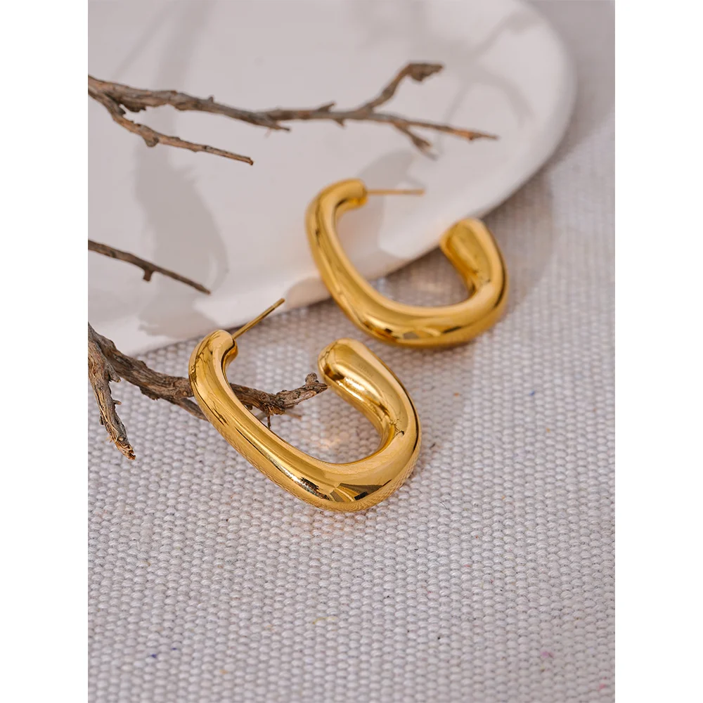 Minimalist Unusual Gold Plated Stainless Steel Earrings