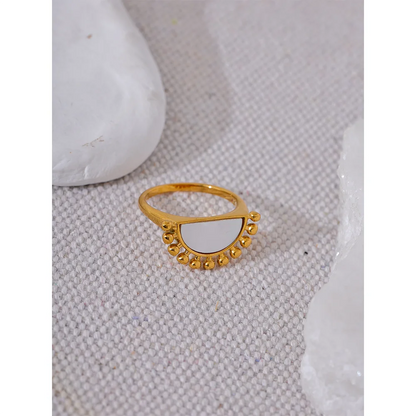 Gold Stainless Steel Natural Shell Fan Ring