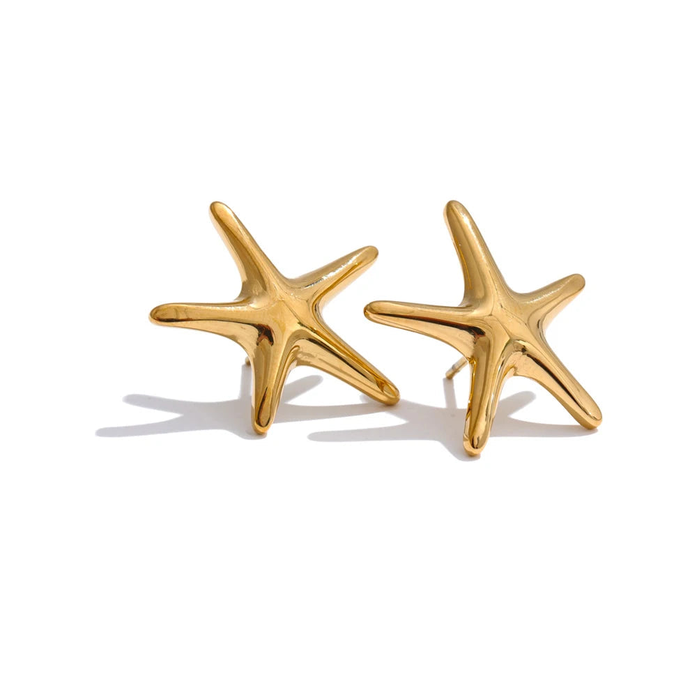 Starfish stud earrings gold plated finish styled as ear rings for daily shine