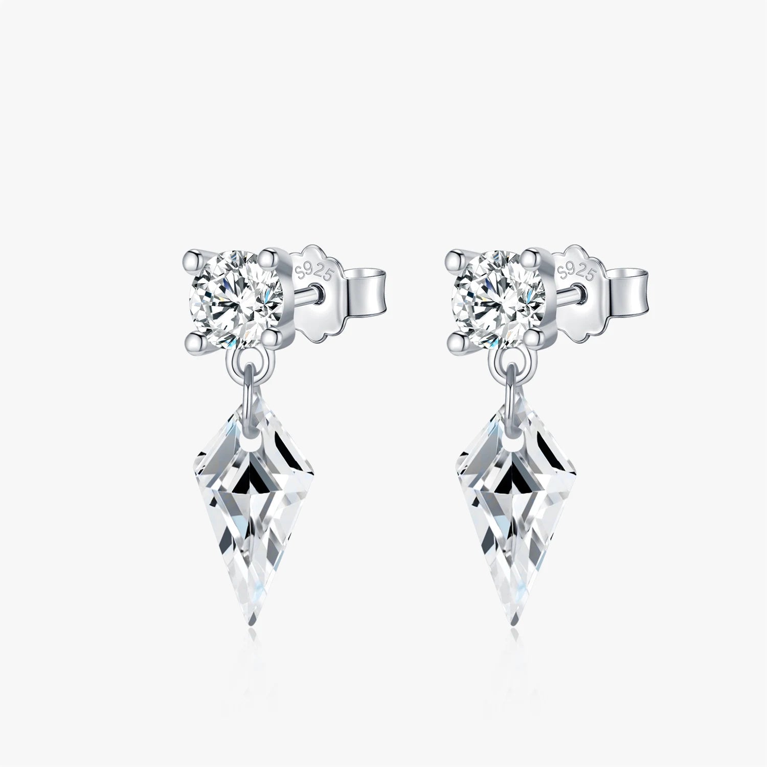 Kite zirconia swing stud earrings silver sterling sparkle