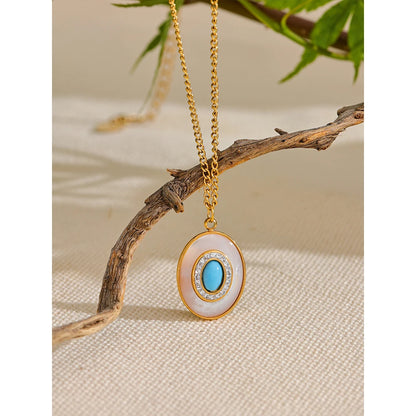 Natural Shell Stone Pendant Necklace