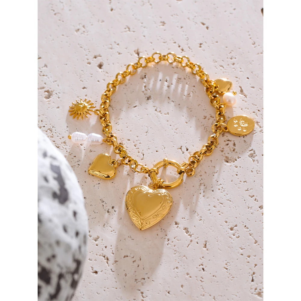 Close view of bracelet with a pearl accent on a delicate chain bracelet