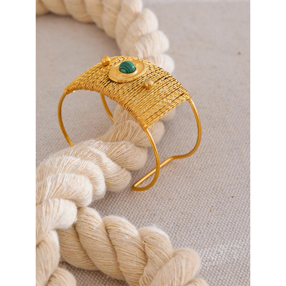 Waterproof 18K Gold Plated Open Cuff Bracelet