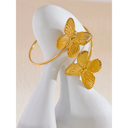 Waterproof Golden Butterfly Cuff Bracelet