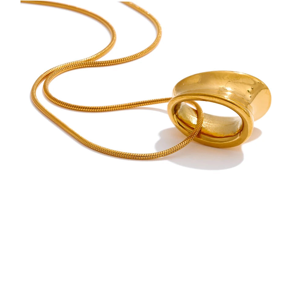 Removable chain geometric pendant necklace gold plated with charm necklace elegance