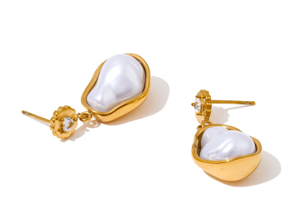 Earrings gold earrings design with pearl drop detailing