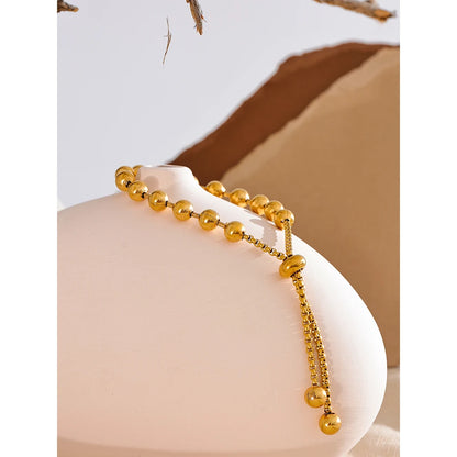 18K Gold Metal Beads Chain Adjustable Bracelet