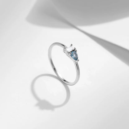 925 Sterling Silver Blue Water Drop CZ Ring