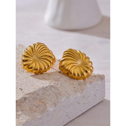 Personalized Geometric Stripe Flower Stud Earrings