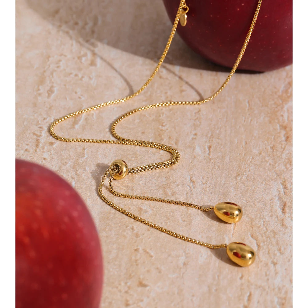 Yhpup Distinctive Stainless Steel Retractable Chain Pendant Drop Necklace Waterproof Metal Attractive Korean Jewelry Accessories