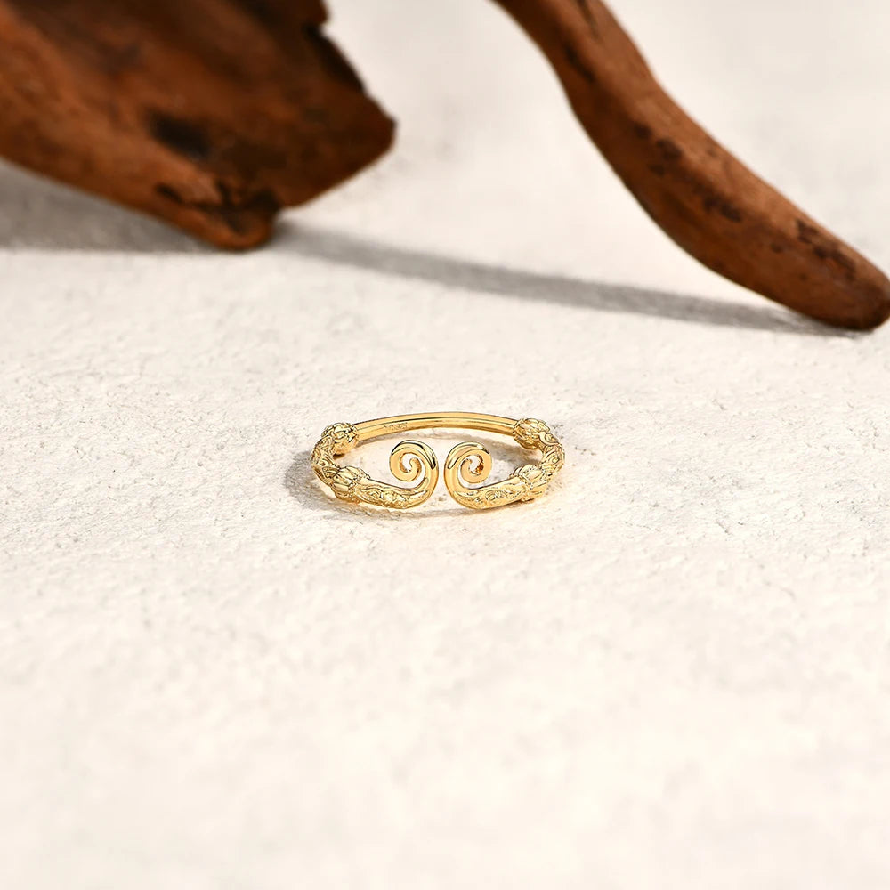 Close up of silver ring for women with subtle ring with gold accent
