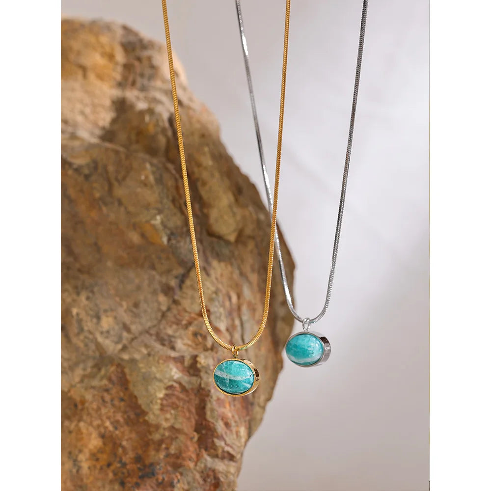 Amazonite Natural Stone Pendant Necklace