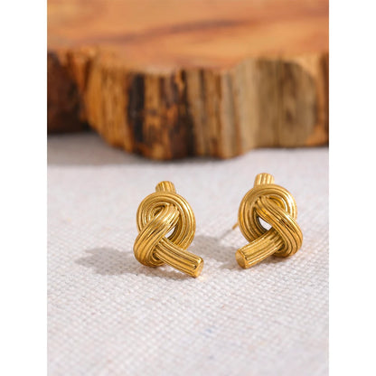 Stainless Steel Knotted Stud Earrings