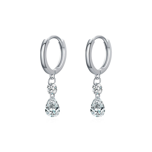 Sparkling CZ Water Drop Hoop Earrings