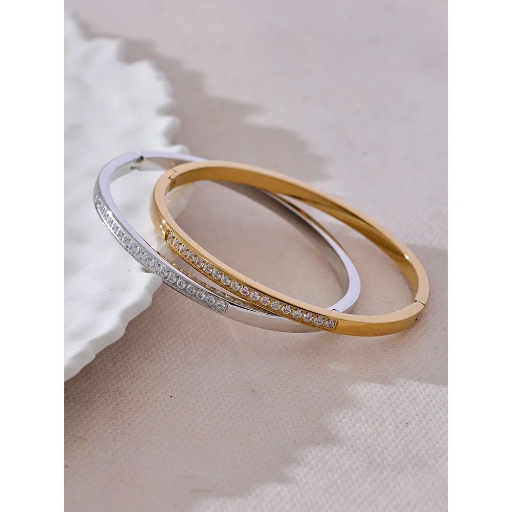 60mm Shiny Cubic Zirconia Bangle