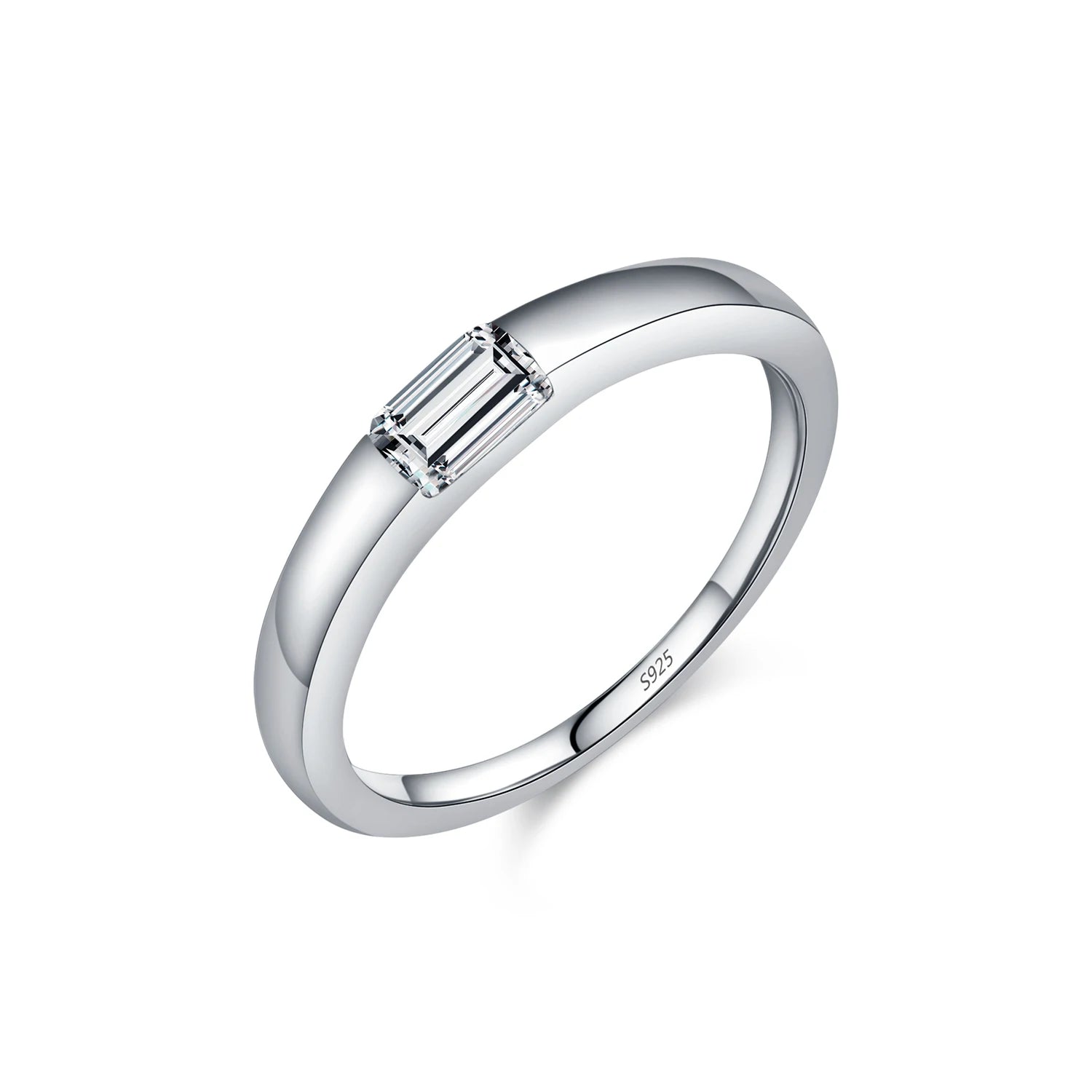 Stacking ring in 925 sterling silver with subtle CZ rings sparkle