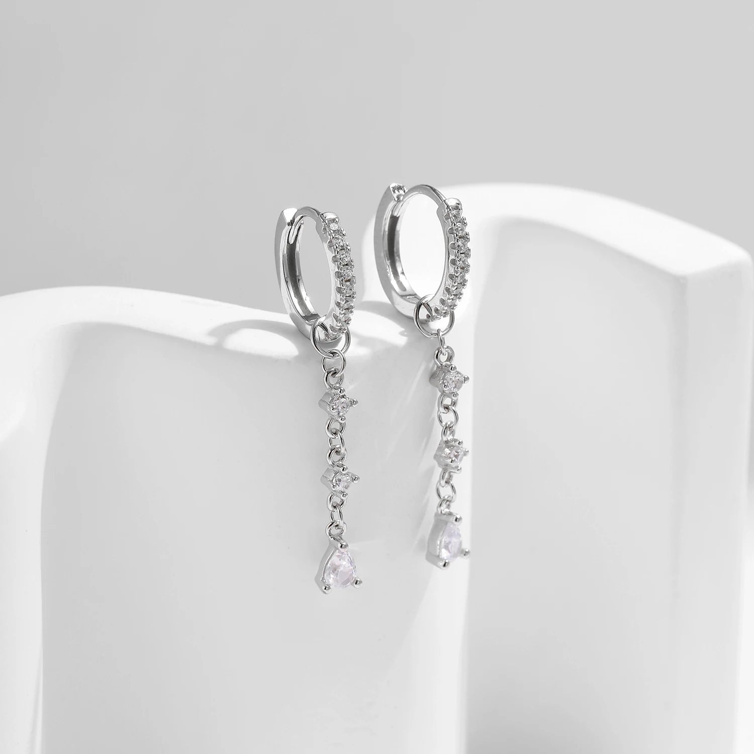 Elegant ear rings crafted as sterling silver drop earrings
