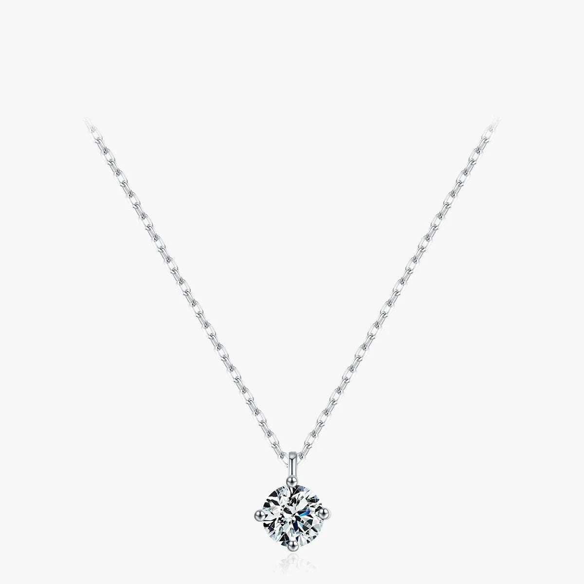 Sterling Silver 1CT Zircon Pendant Necklace