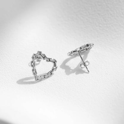 Sterling Silver Hearts Lock Hoop Earrings